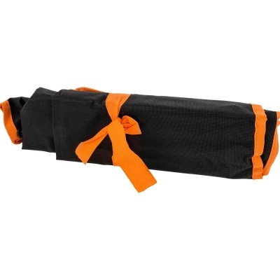 Estojo para ferramentas preto com fita laranja amarrada