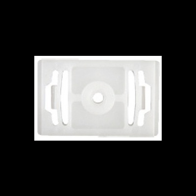 Suporte plástico branco retangular com orifício central