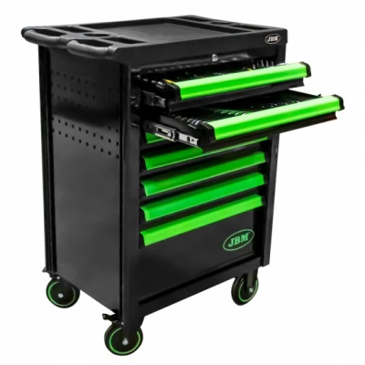 Carro de ferramentas com 7 gavetas verde com 6 módulos de sincronização JBM 53951