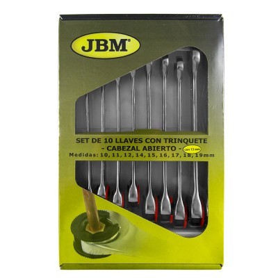 JOGO DE 10 CHAVES HEXAGONAIS COMBINADAS COM ROQUETE E FECHO DE CABEÇA ABERTA 51840