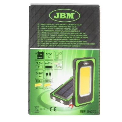 LAMPADA DE TRABALHO RECARREGÁVEL E DE EMERGENCIA COB 10 W | ENERGIA SOLAR | 54379