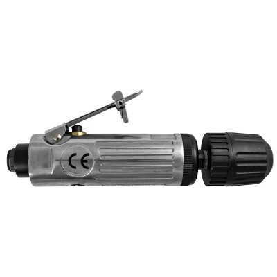 Ferramenta pneumática manual metálica prateada com detalhes em preto