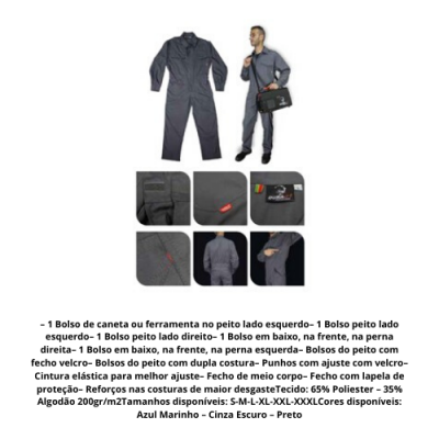 Fato de Macaco Profissional Vouga Cinza Escuro DF1VOUGA