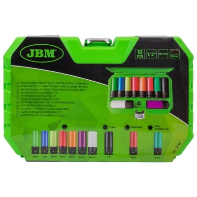 KIT DE 10 CHAVES DE IMPACTO 1/2" REMOÇÃO DE RODAS ESPECIAIS 53988