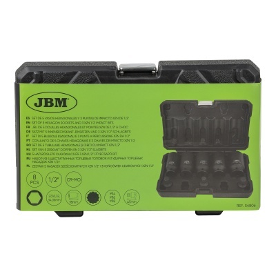 CONJUNTO DE 5 SOQUETES HEXAGONAIS E 3 BROCAS DE IMPACTO XZN 1/2" | 52694