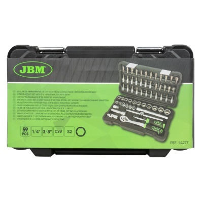 CAIXA DE FERRAMENTAS 3/8" DE 59 PEÇAS COM CHAVES HEXAGONAIS ZINCADAS | 54277