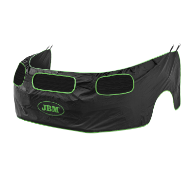 Proteção para carro preta com bordas verdes e logótipo JBM