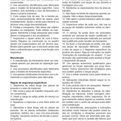 Página de manual de instruções em português com várias regras e orientações