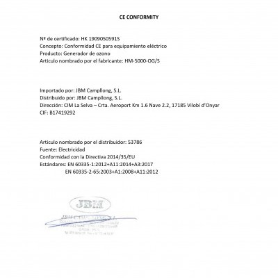 GERADOR DE OZONO PORTÁTIL 5000 MG/H (220V) 53786