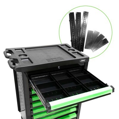 Carro de ferramentas de 9 gavetas verde vazio JBM 53867