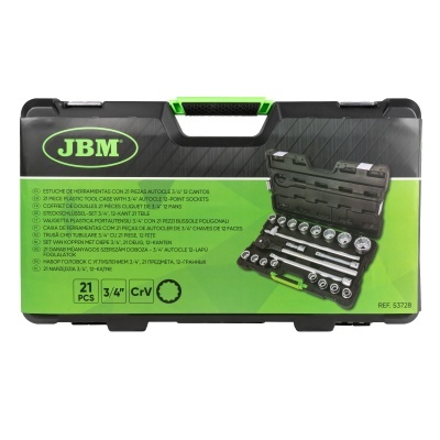 Caixa de ferramentas com 22 chaves autocler de 3/4" de 12 faces JBM 53728