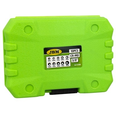 Estojo verde plástico rígido com etiqueta JBM 10 peças CR-MO 3/8