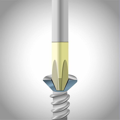 Broca de fenda e parafuso metálico cinza