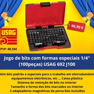 Jogo de bits com formas especiais 1/4" (100peças) USAG 692 J100