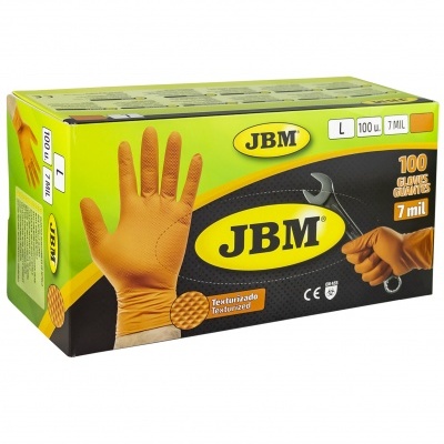 LUVAS DE NITRILO COR-DE-LARANJA 7 MIL - 100 Unidades Tamanho L - 53552