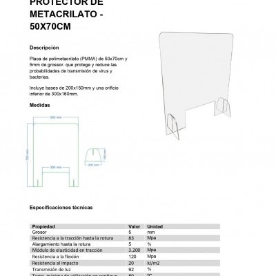 PROTECTOR EM ACRÍLICO - 50X70CM 53835