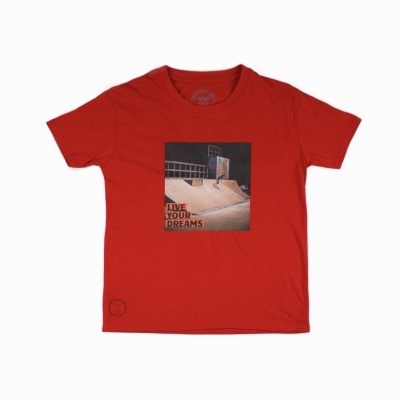 T-shirt de manga curta 100% algodão - Skatepark (Vermelho)