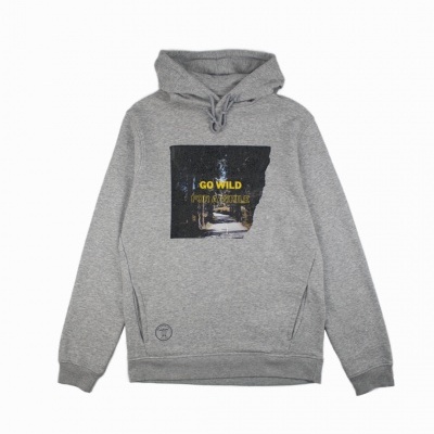 Sweatshirt com capuz "Go Wild" (algodão orgânico) - Cinza