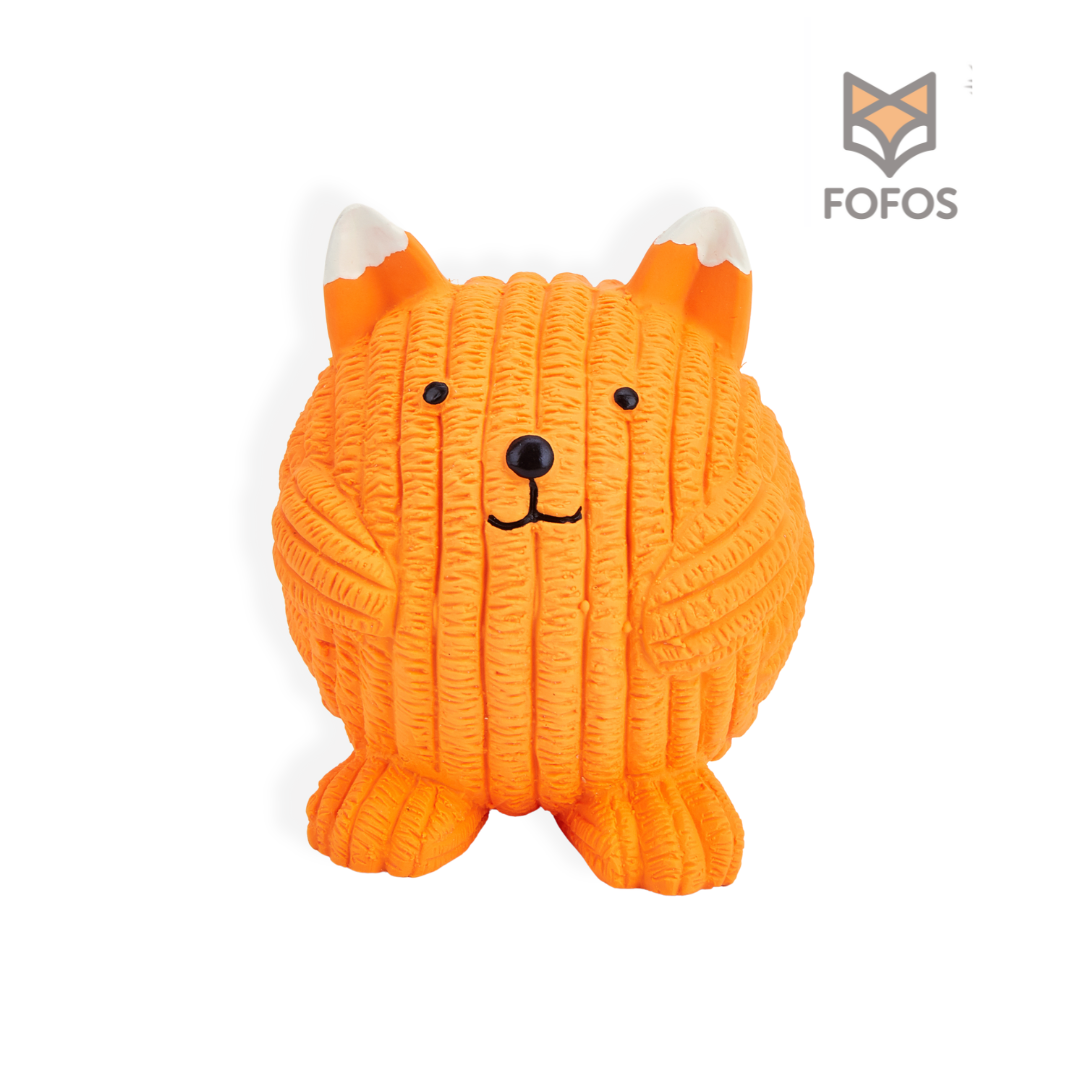 Escultura decorativa de raposa laranja com textura de fios