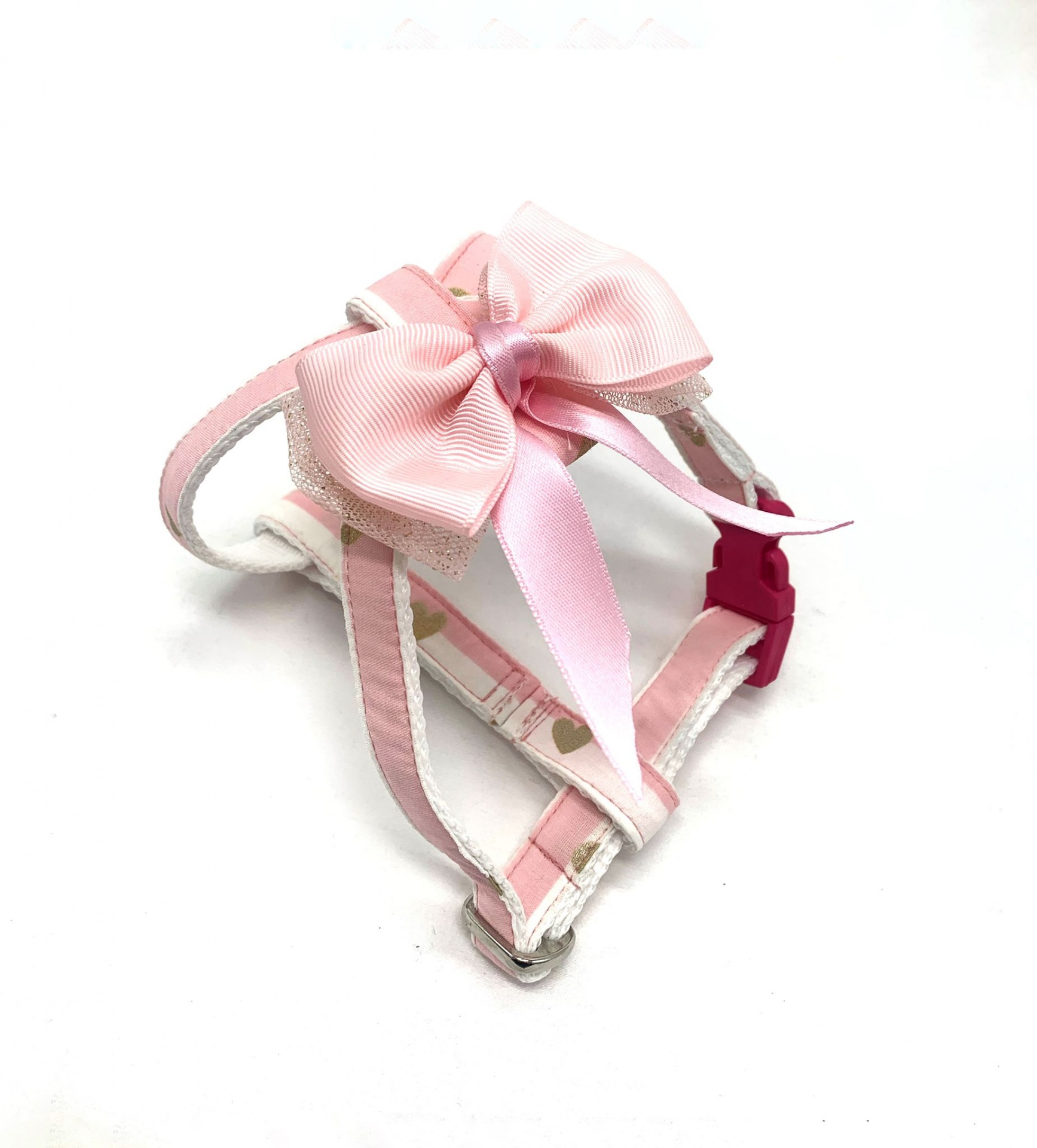 Arnês Lovely Hearts Rosa  - Cães e gatos