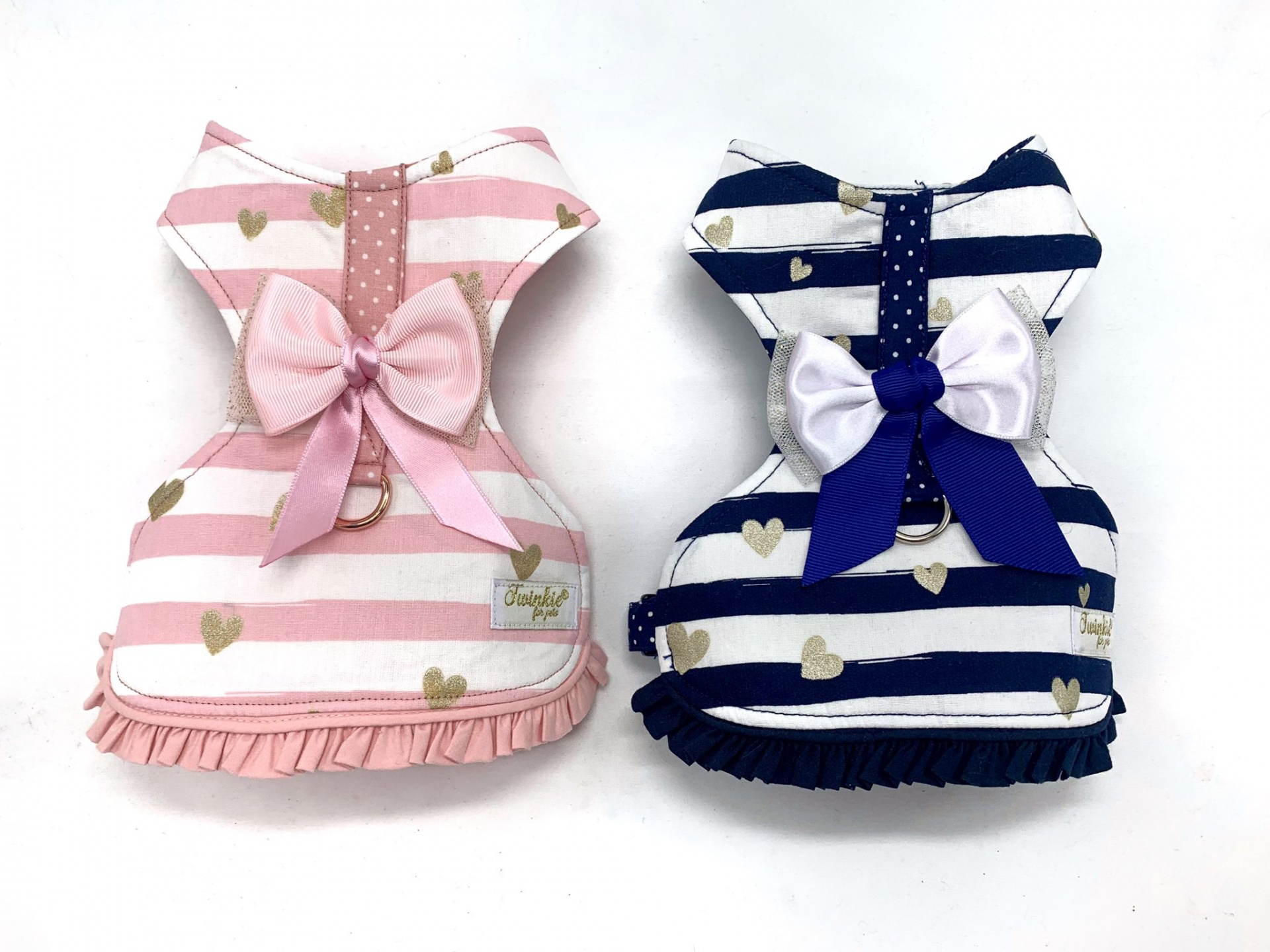 Peitoral Lovely Hearts - Corações Azul C/Laço