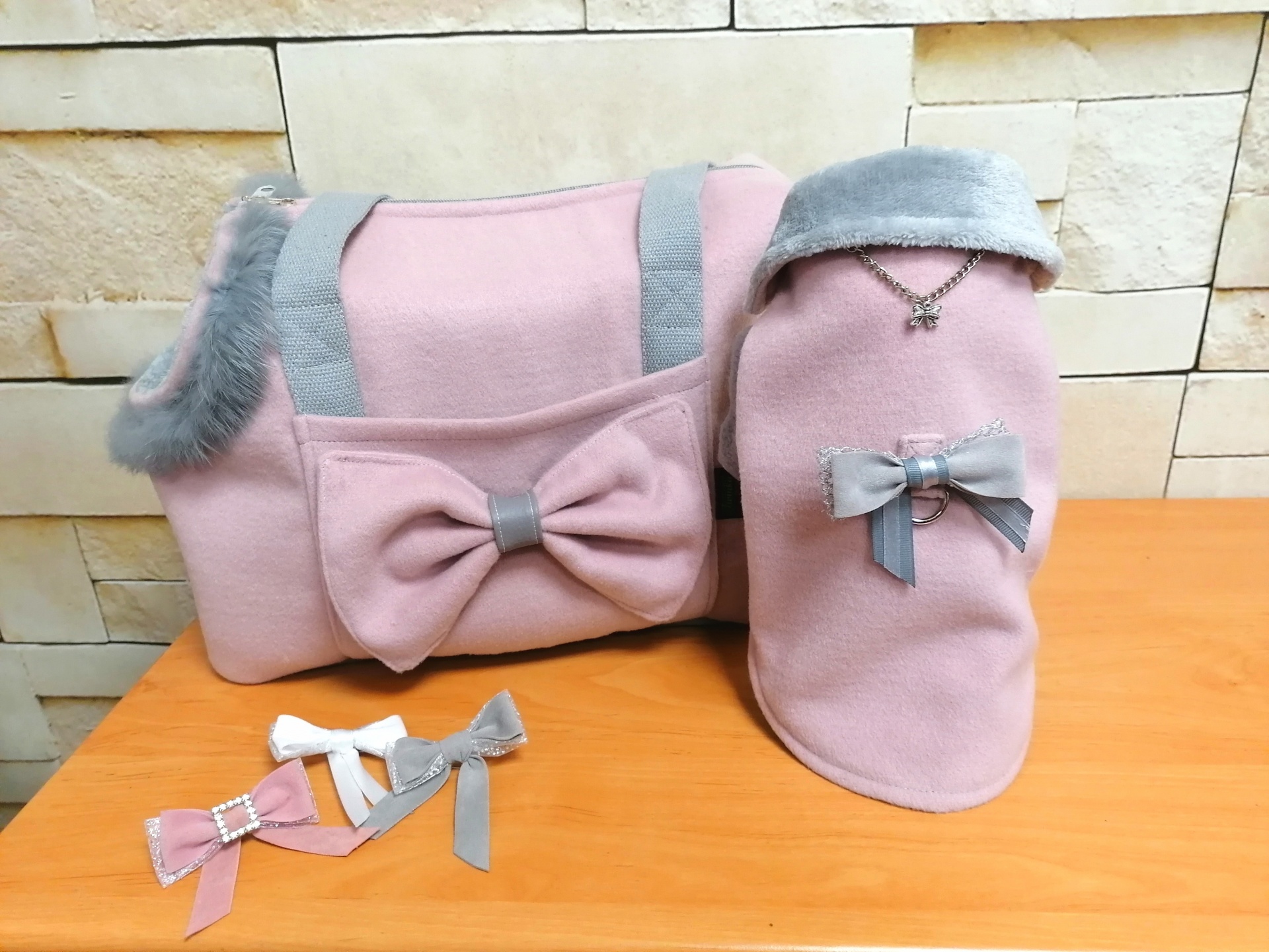 Mala de transporte Rosa e Cinza