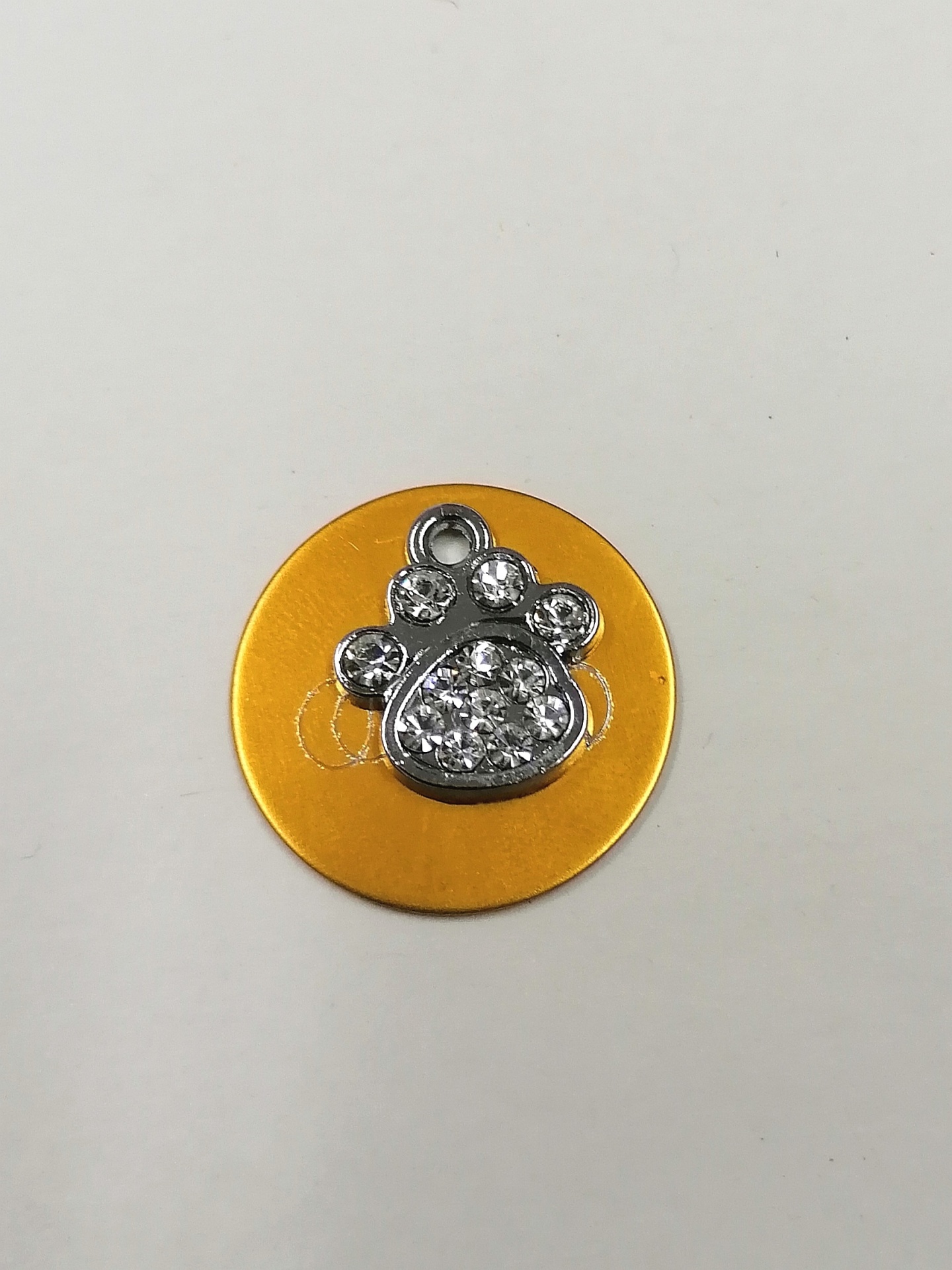 Medalha com pendente, pata brilhante