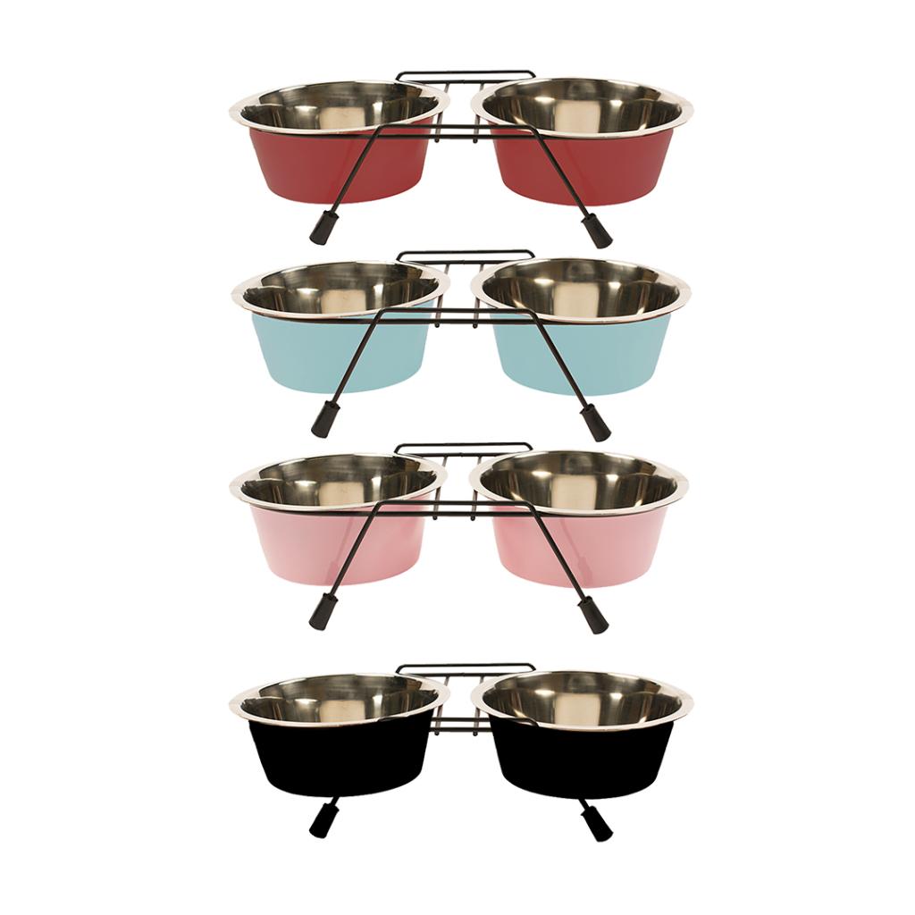 Comedouros e Bebedouros Alimentador de inclinação dupla 2x 250 ml Duvo Plus