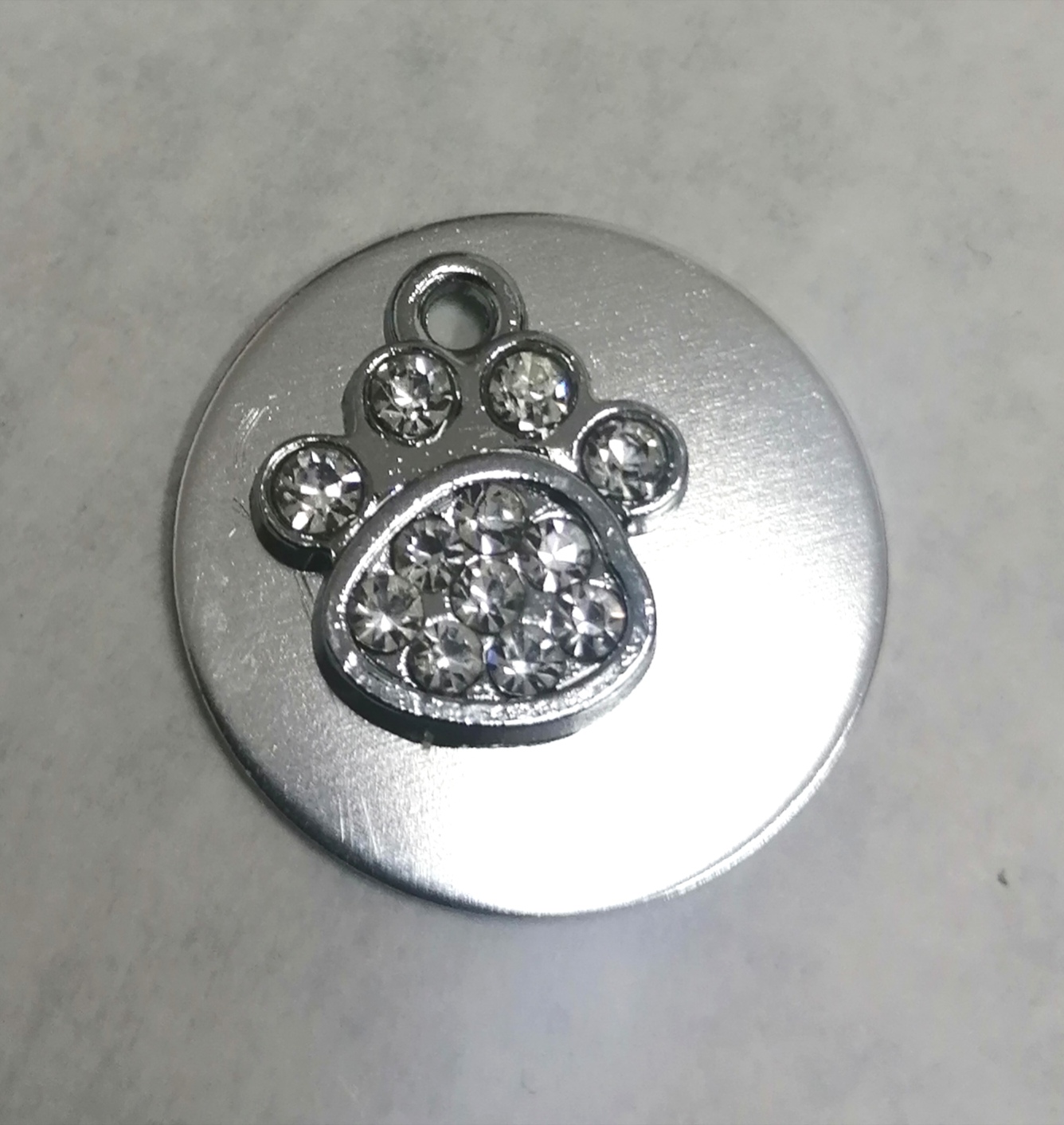 Medalha com pendente, pata brilhante