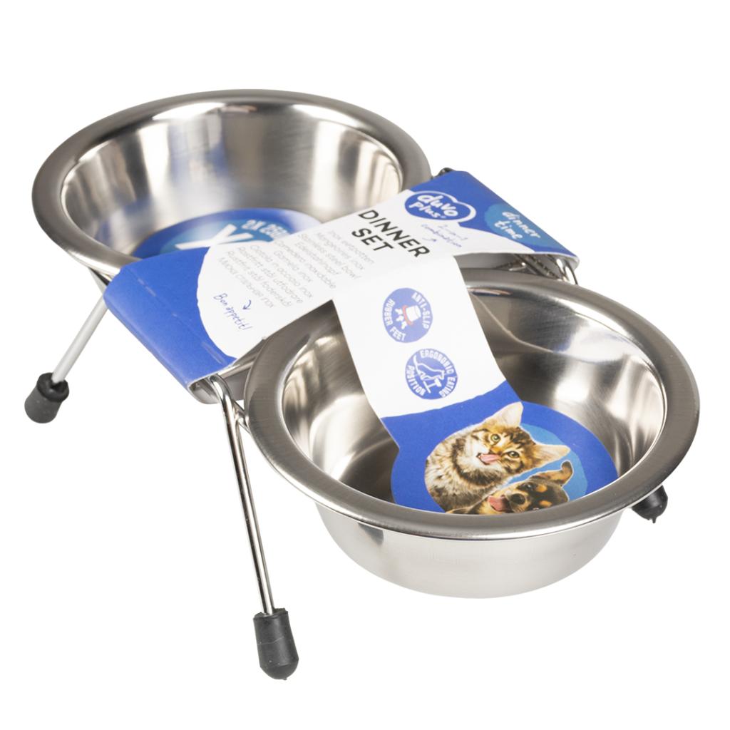 Comedouros e Bebedouros Alimentador de inclinação dupla 2x 250 ml Duvo Plus