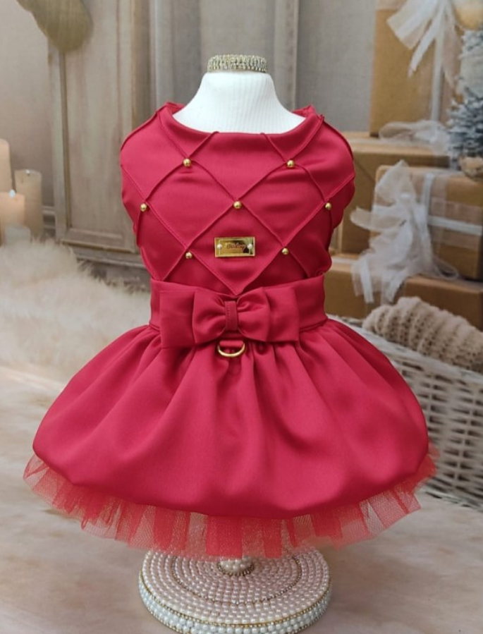 Vestido Vermelho Nervuras