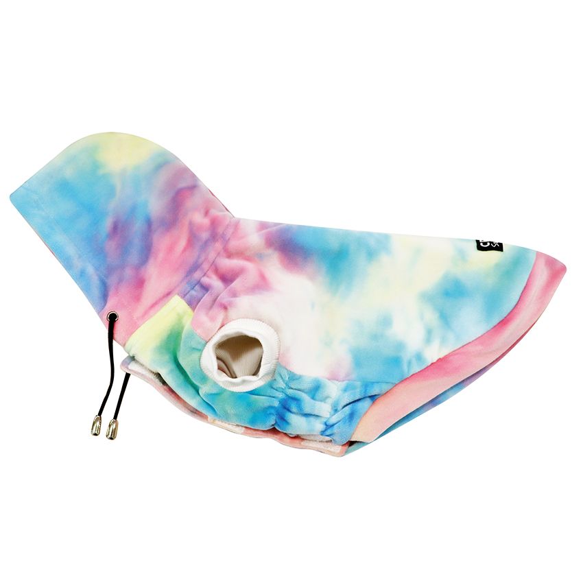 Capa para cão com padrão tie-dye multicolor
