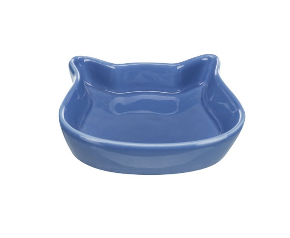 Recipiente azul em forma de gato de cerâmica