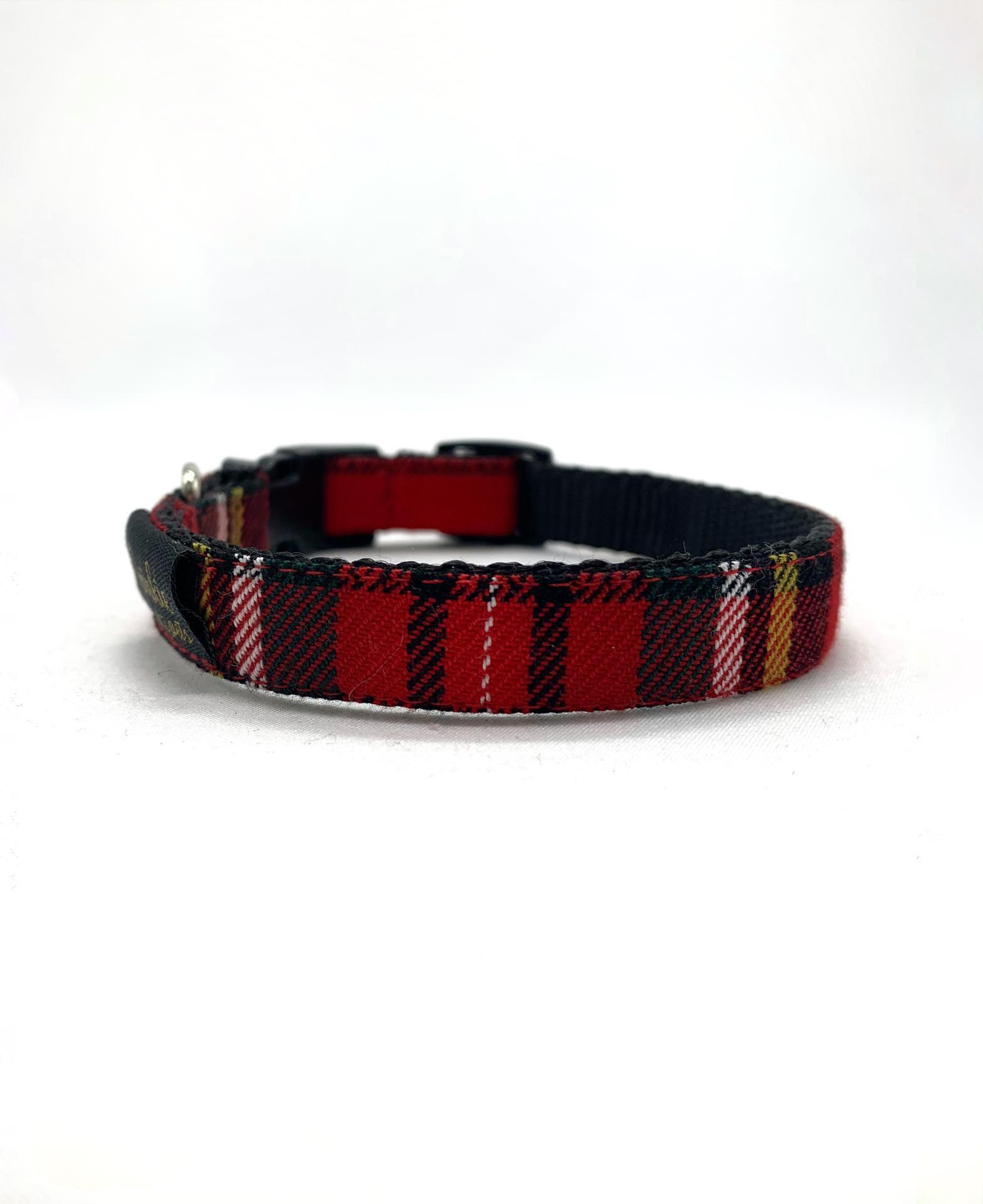 Coleira Tartan vermelho - cães e gatos