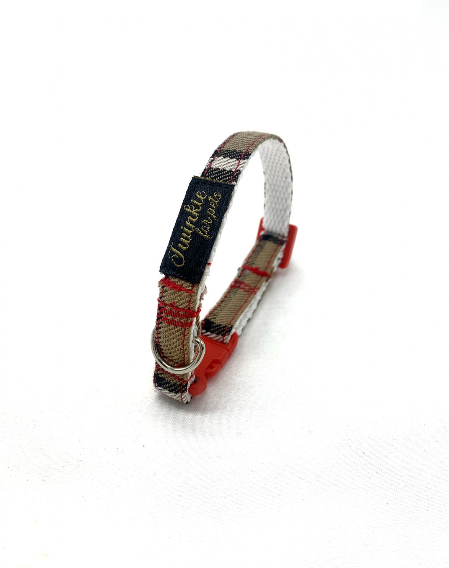 Coleira Tartan Beje - cães e gatos