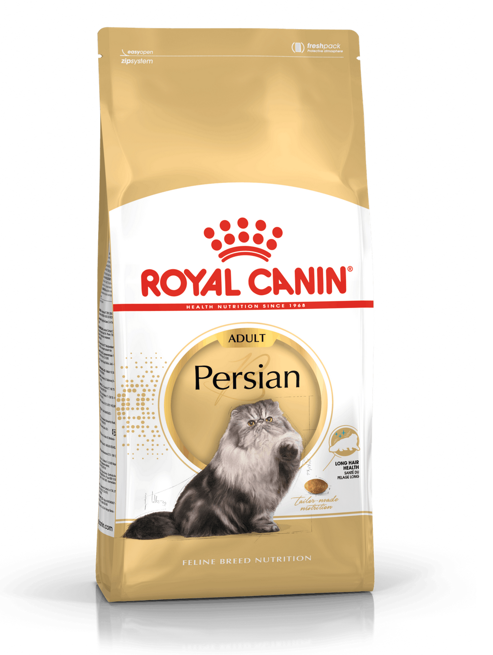 Saco de ração Royal Canin Persian Adult para gatos com imagem de gato persa