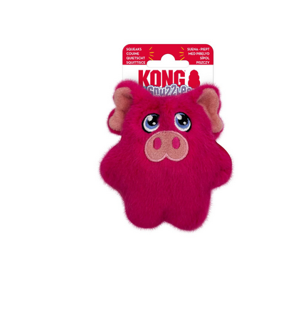 Brinquedo peludo rosa para cães com orelhas e olhos grandes