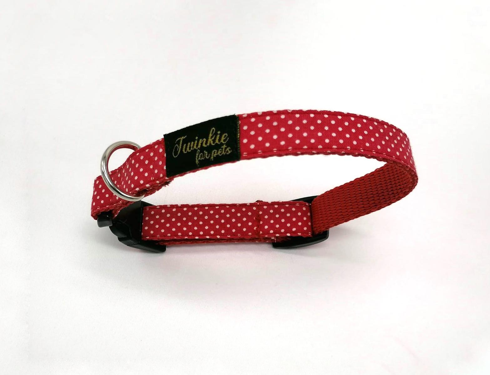 Coleira Polka Dot Vermelho - cães e gatos