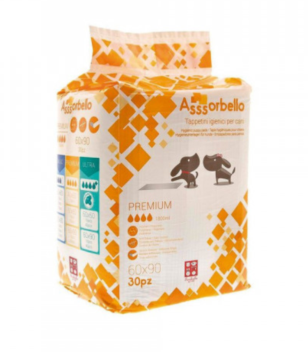 Pacote de tapetes higiênicos para cães Asssorobello Premium 30 unidades 60x90