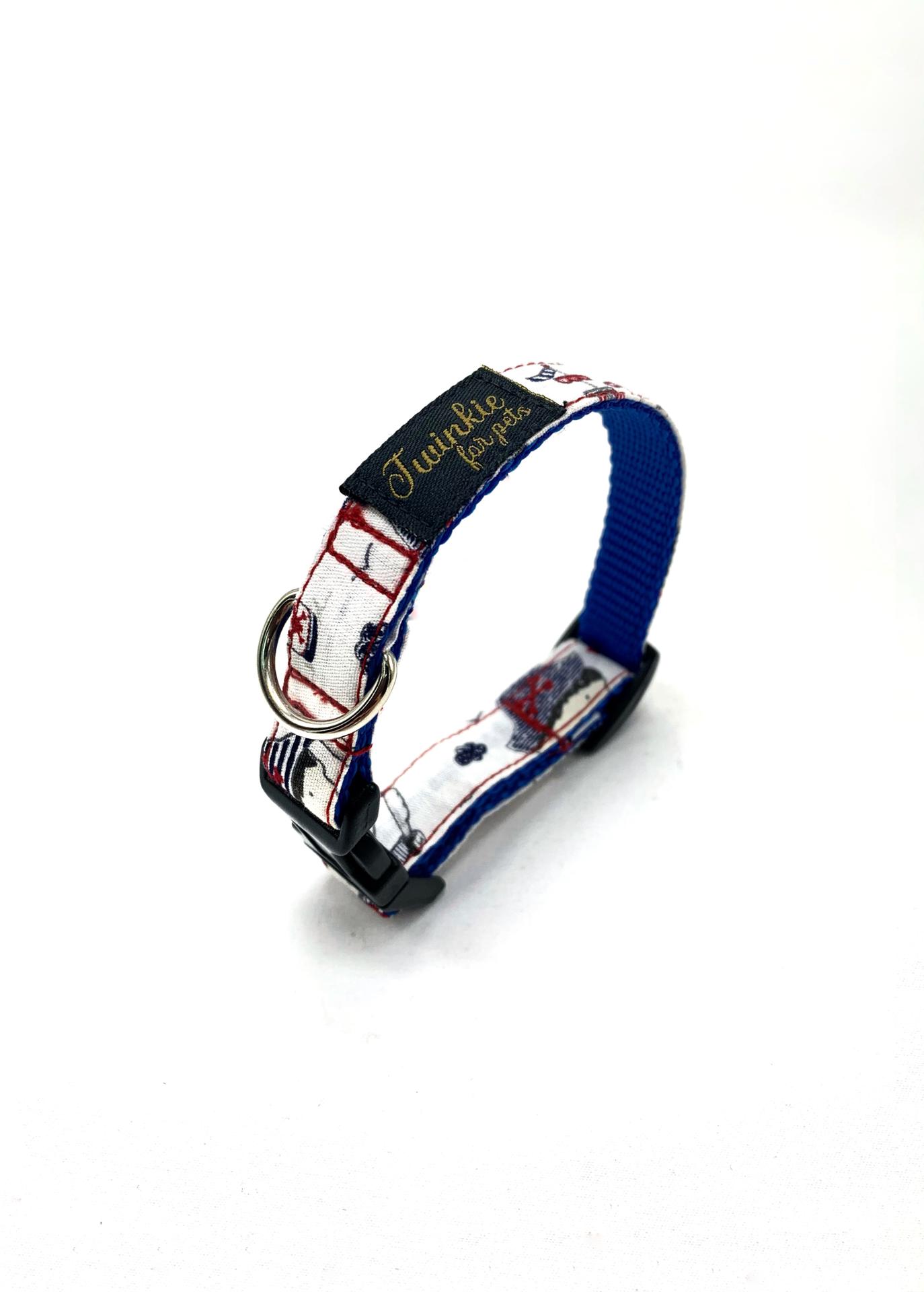 Coleira para cão azul com padrão e etiqueta dourada Twinkle Leash