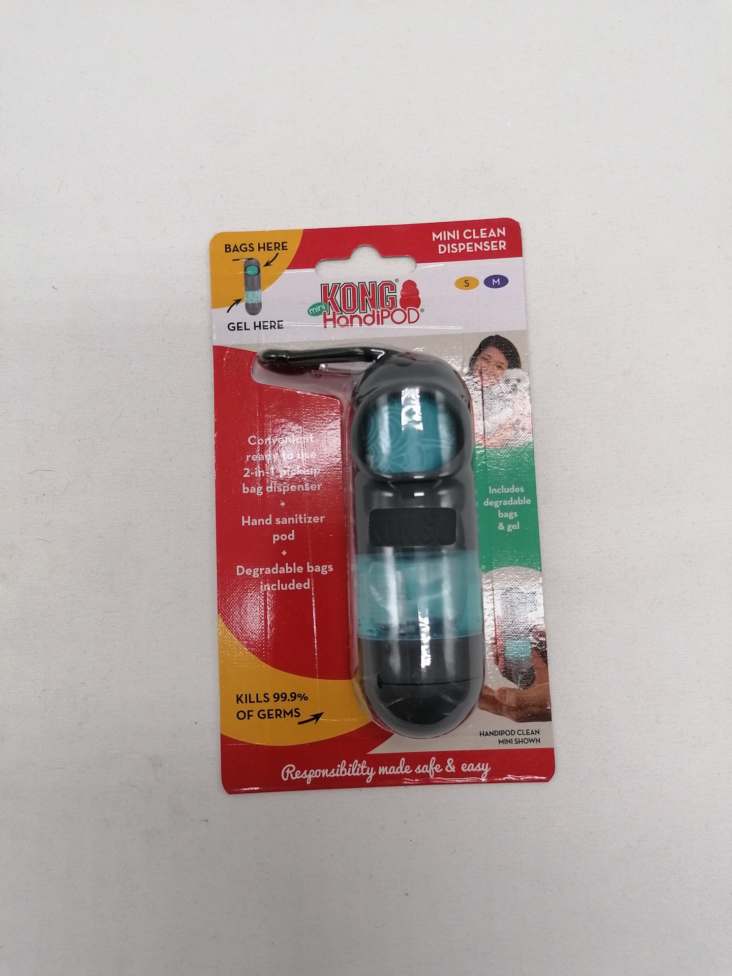 Mini Dispensador 2 em 1- Kong HandiPop , com Gel e Sacos