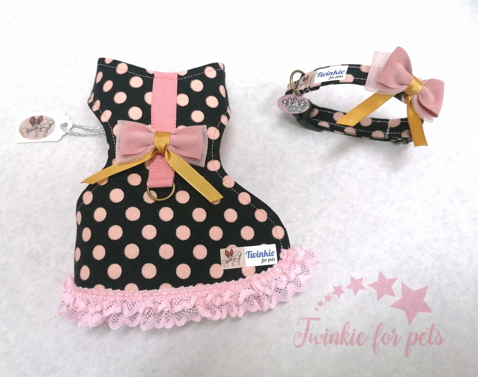 Coleira Bolas Rosa Gold - Cães e gatos