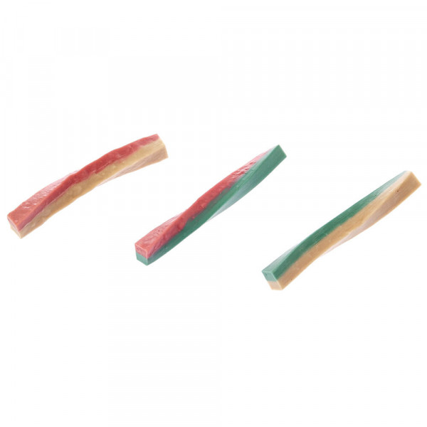 Três barras retangulares coloridas em fundo branco