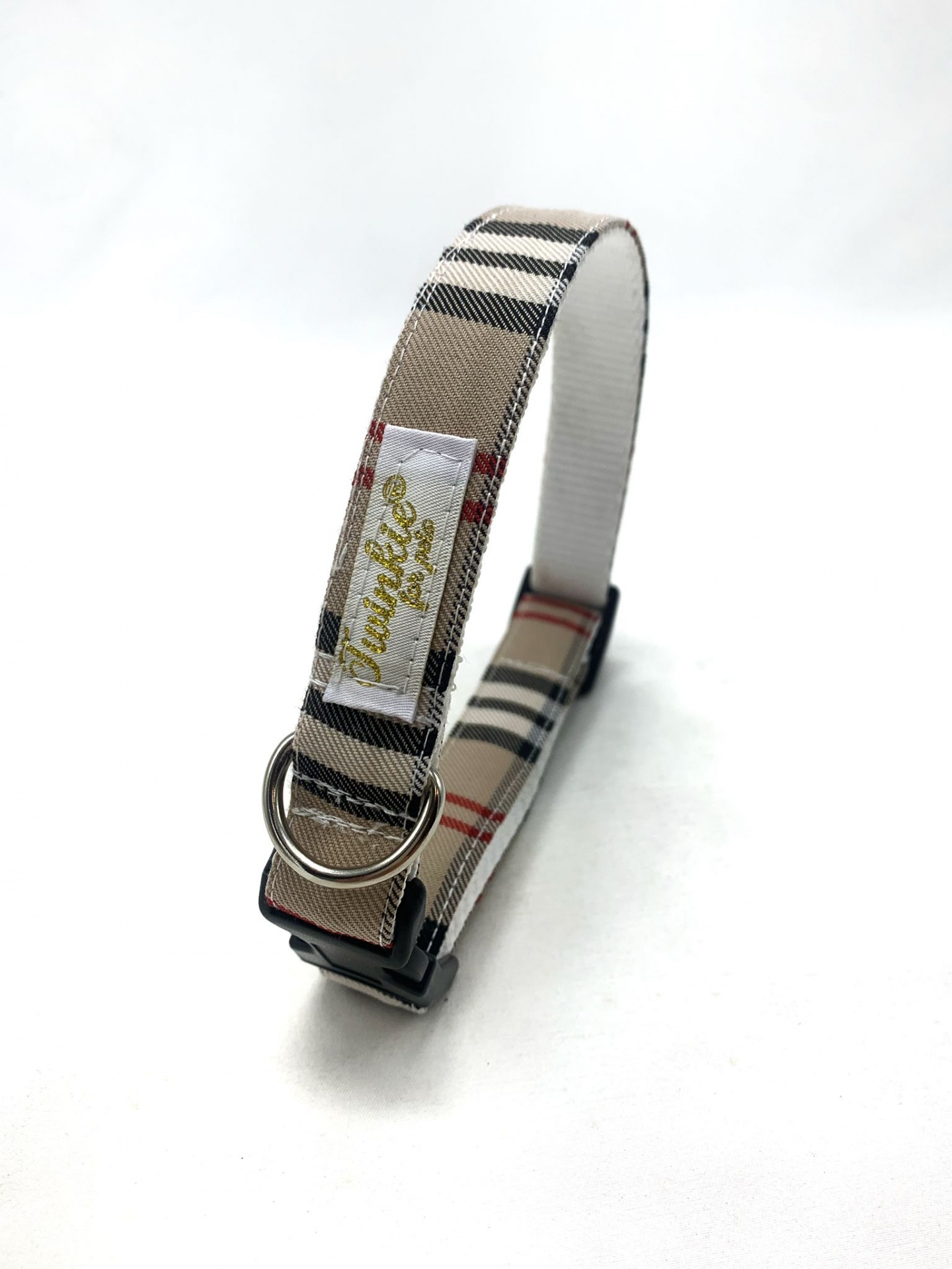 Coleira Tartan Beje - cães e gatos