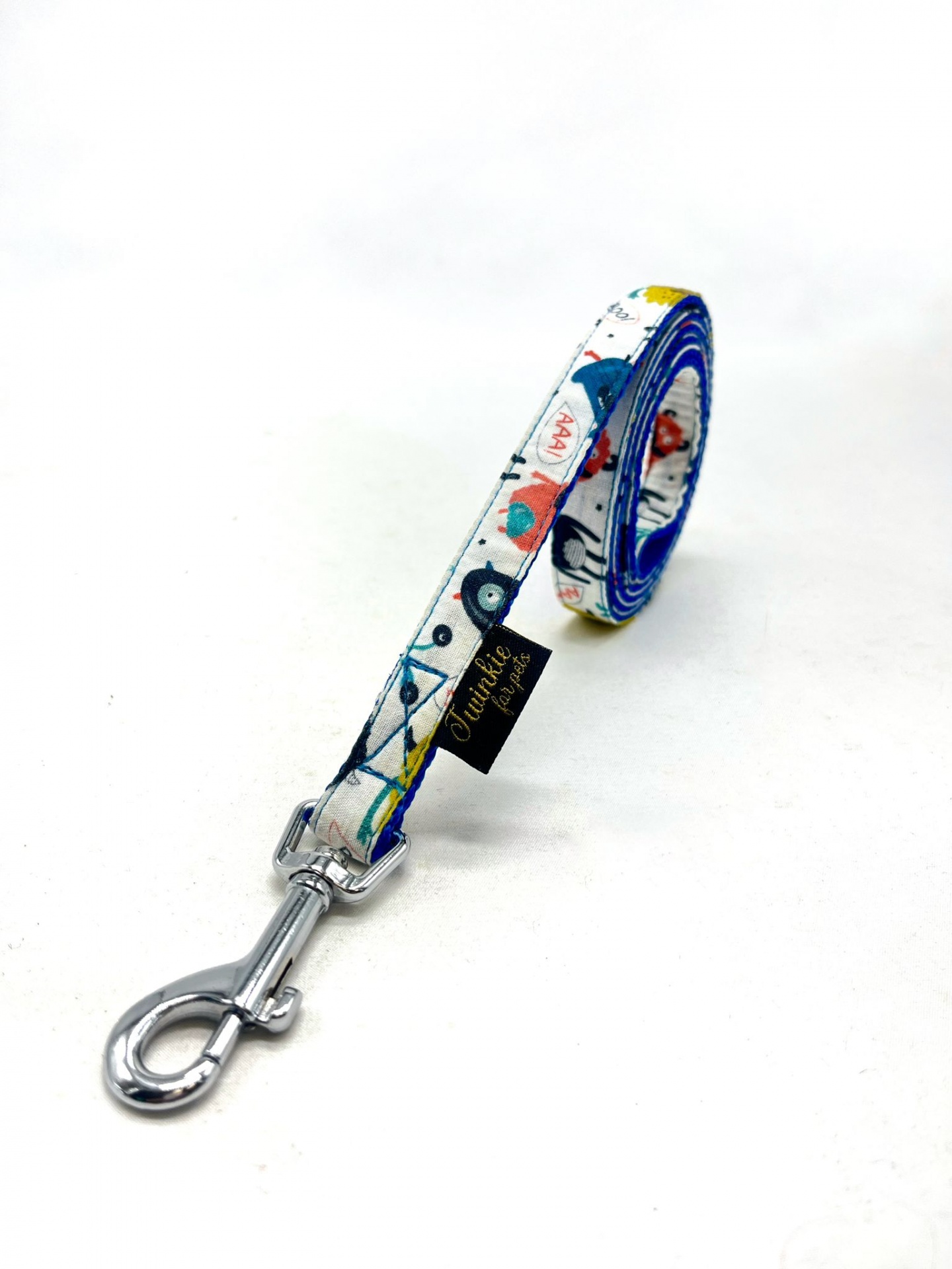 Trela para cão colorida com gancho metálico e etiqueta Unique Pets