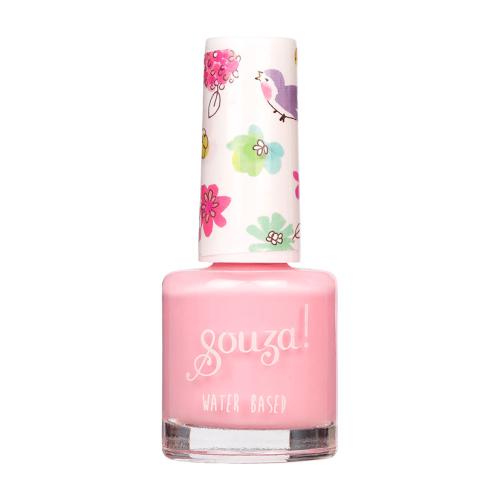 Verniz de unhas rosa claro Souza! com tampa decorada com flores e pássaro