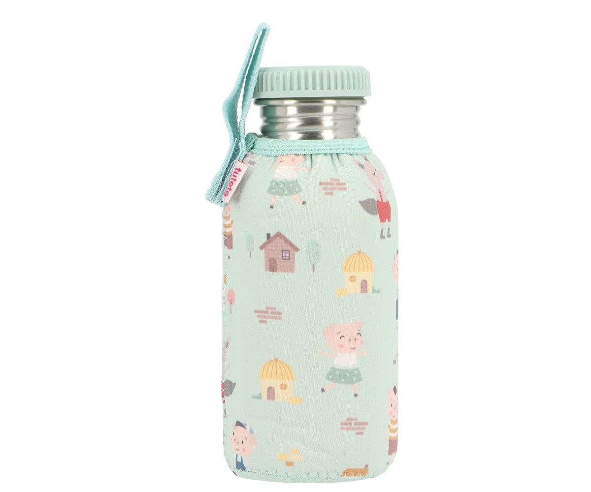 Garrafa térmica com capa têxtil decorada