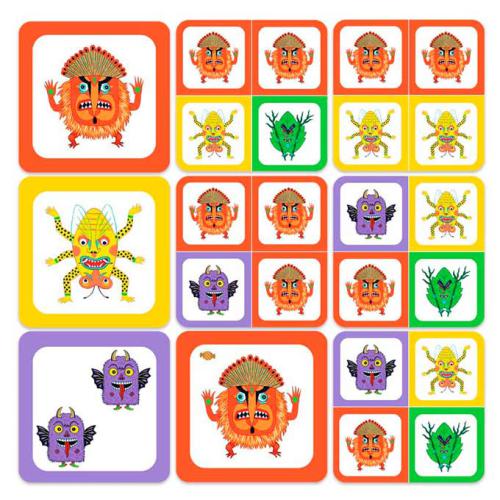 quadrados coloridos com monstros cartoon coloridos