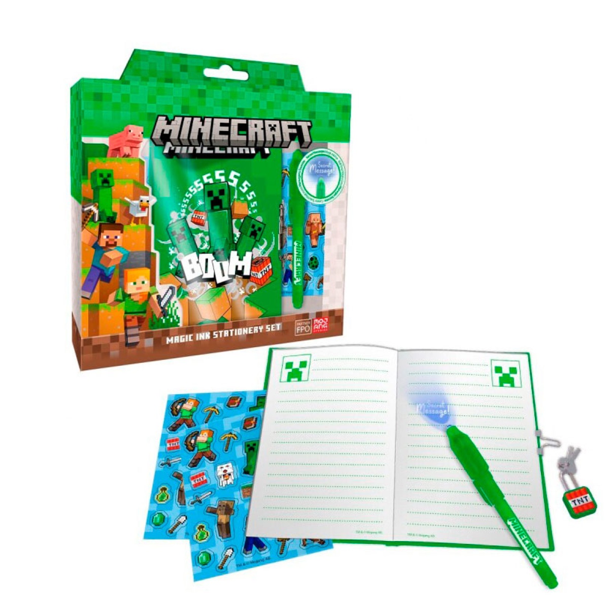 Diário + esferográfica mágica Minecraft