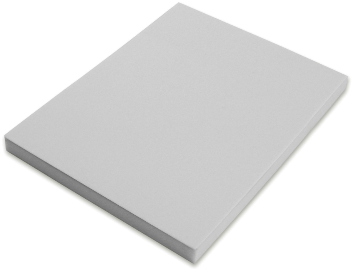 Bloco de notas cinza claro com capa dura e cantos quadrados